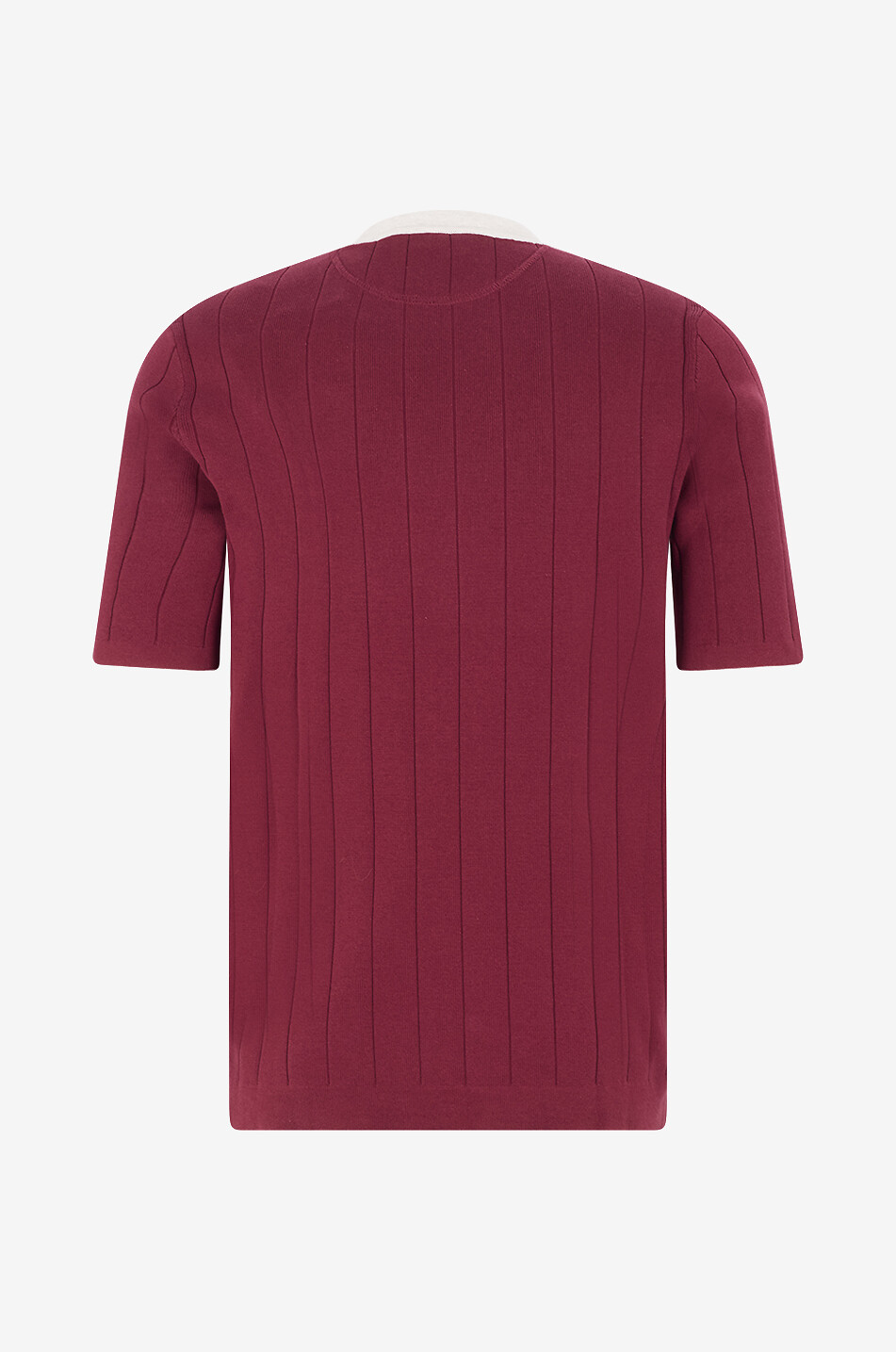 BRUNELLO CUCINELLI Geripptes Kurzarm-Strick-T-Shirt mit Stickerei Solomeo Herren DUNKELROT 2