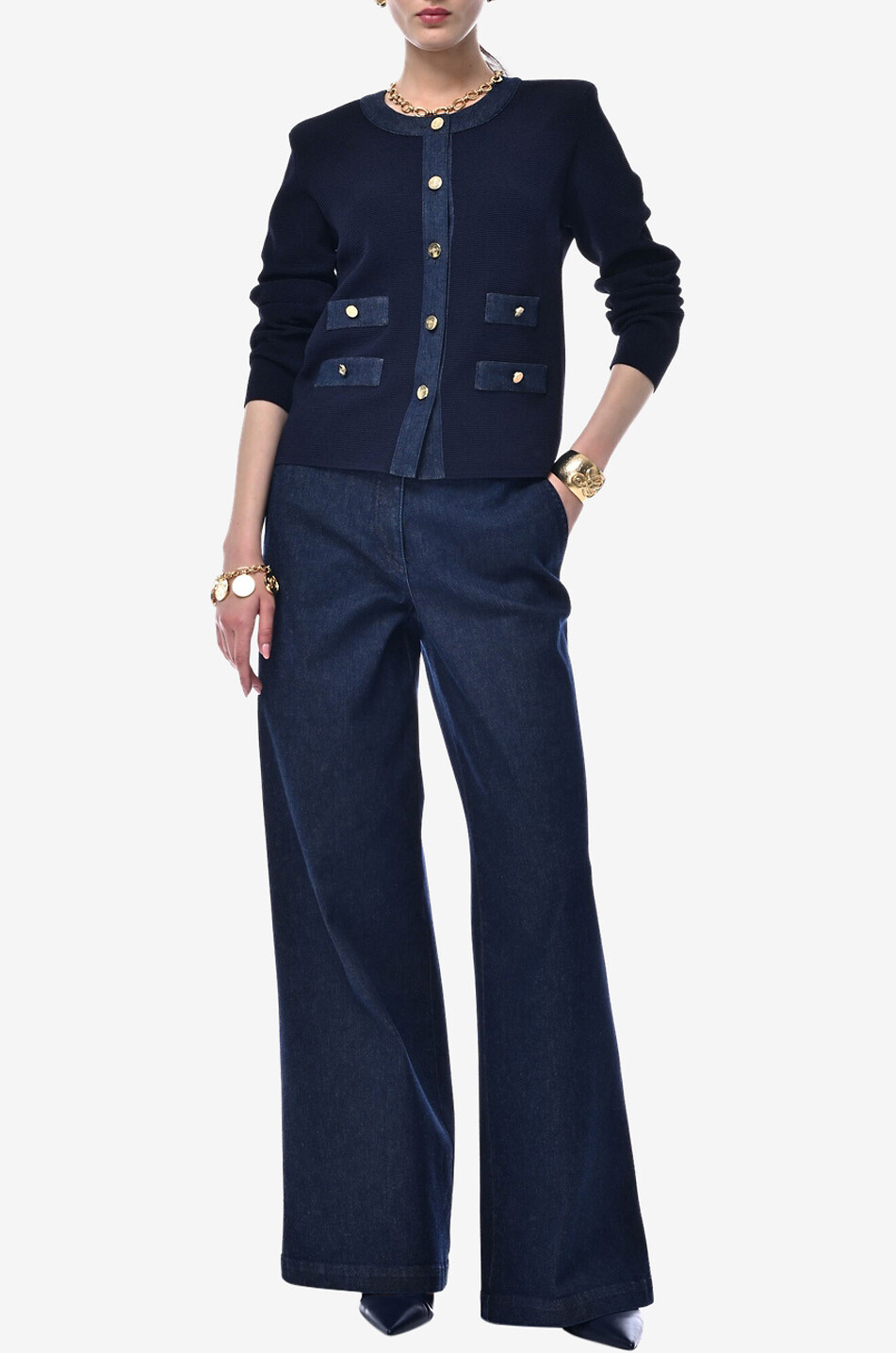 LUISA SPAGNOLI Cardigan mit Rundhalsausschnitt aus Strick Capotreno Damen DUNKELBLAU 3