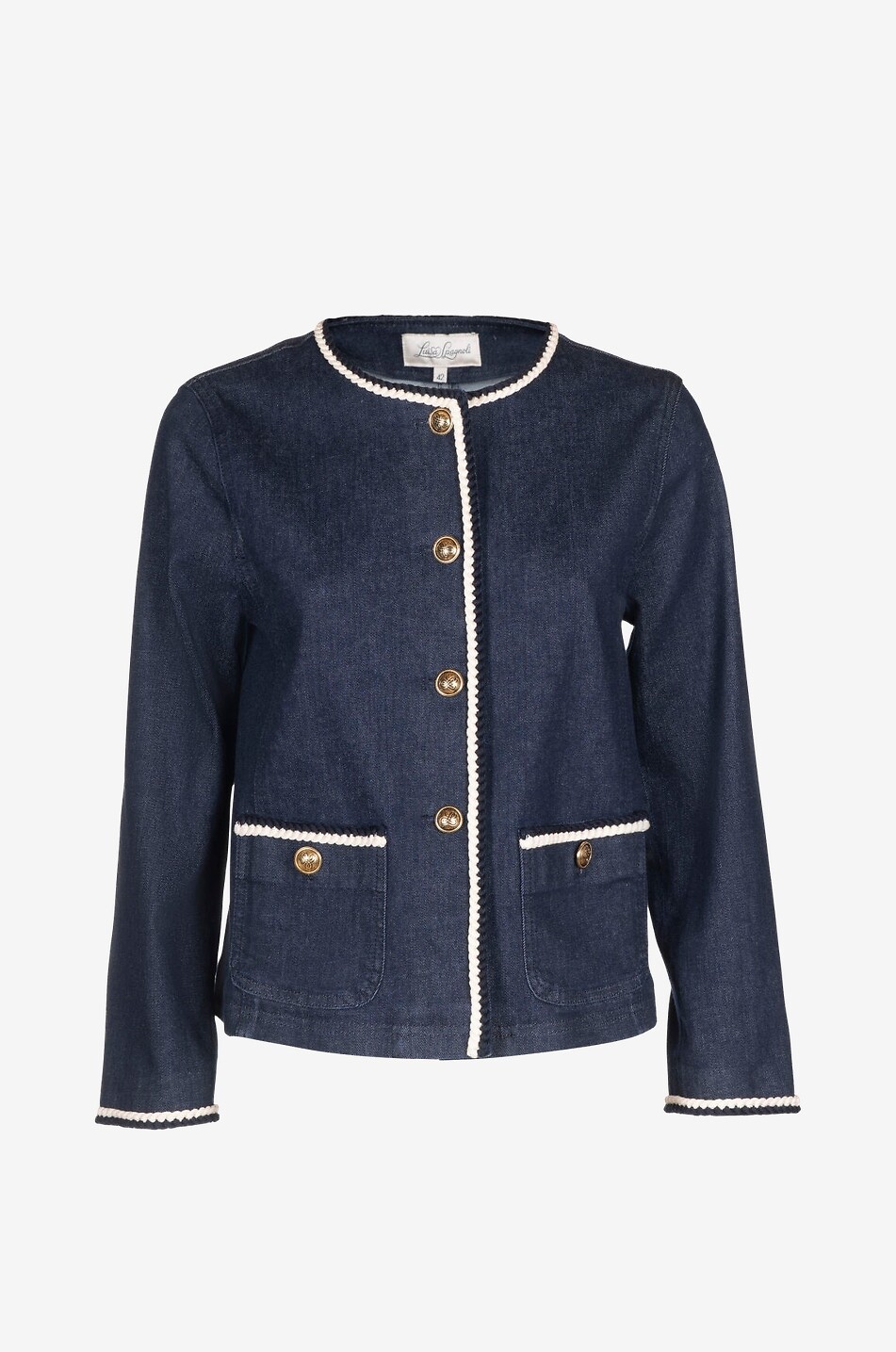 Trapeze-cut cotton crew neck jumper - FABIANA FILIPPI - LIGHT BLUE