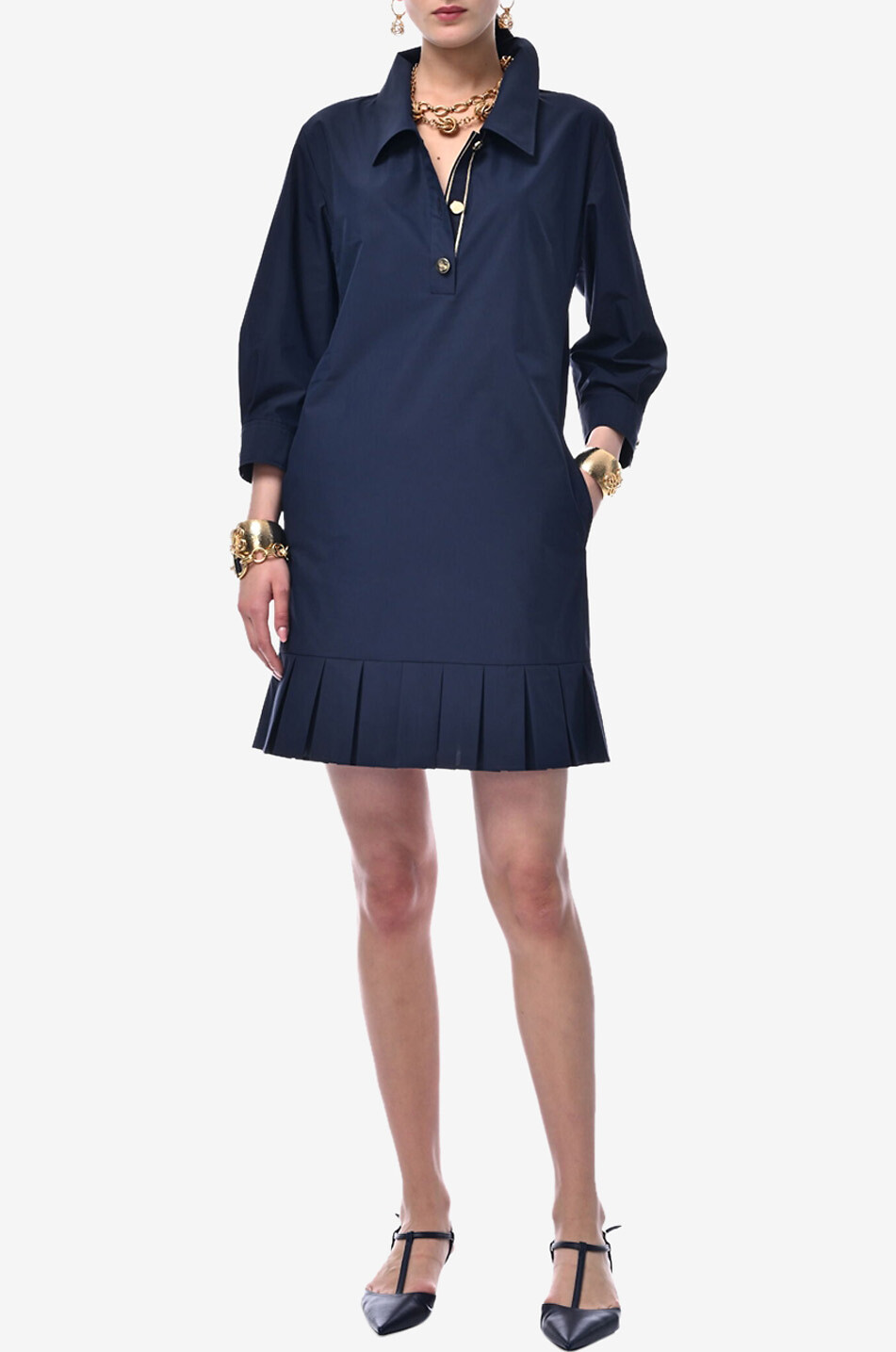 LUISA SPAGNOLI Parallela shirt dress with shirt collar Women DARK BLUE 3