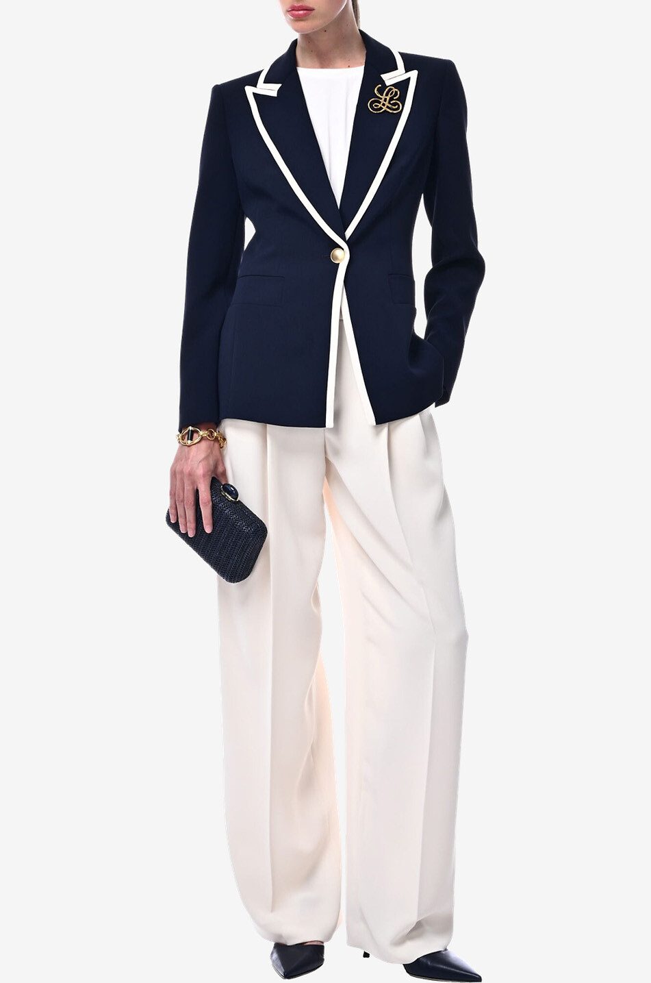LUISA SPAGNOLI Velico single-breasted blazer with contrast trims Women DARK BLUE 3