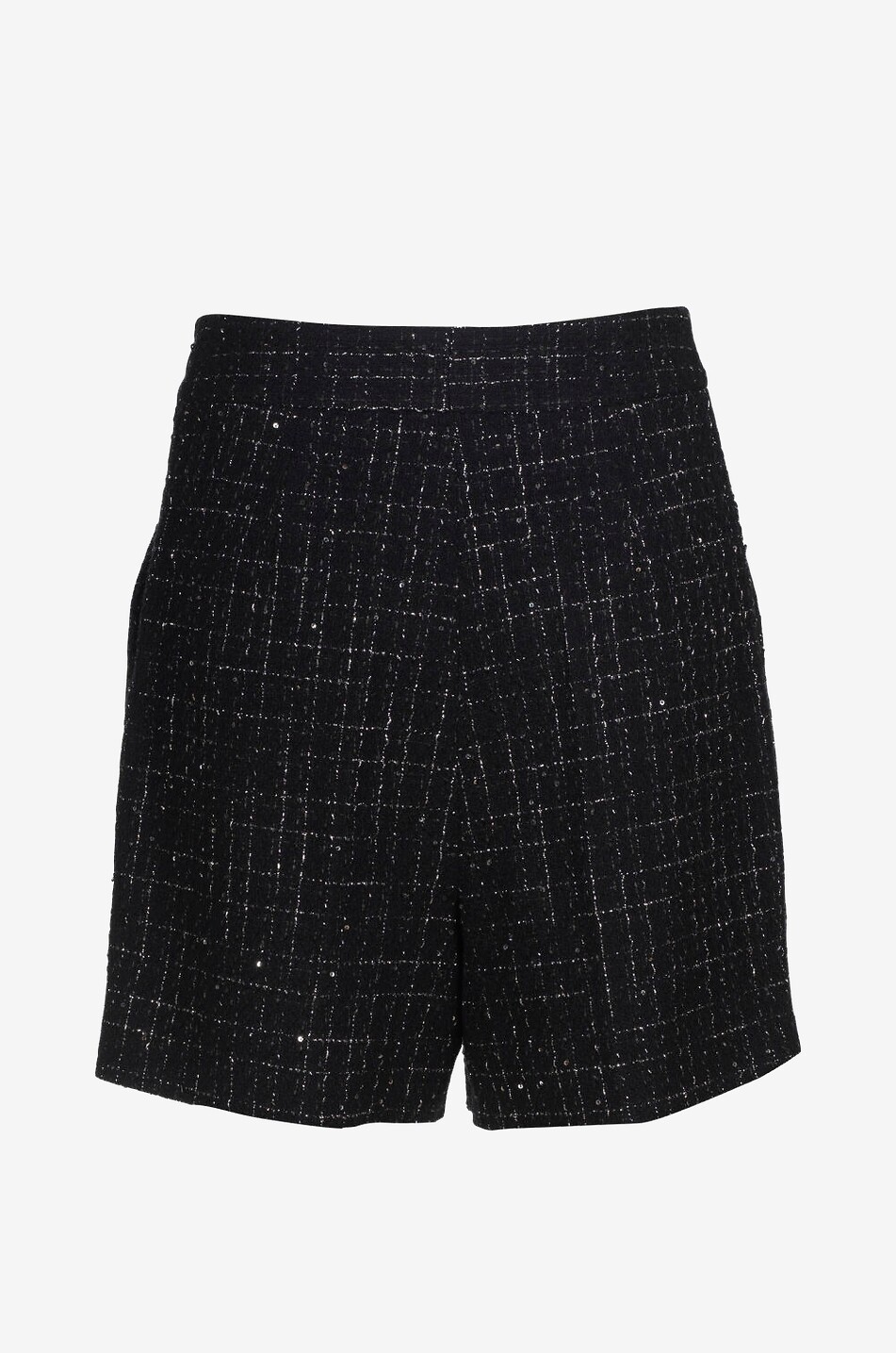 LUISA SPAGNOLI Short en tweed à carreaux et lurex Atomica Femme NOIR 2
