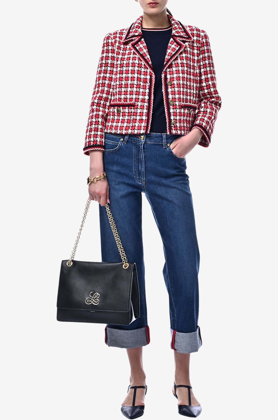 LUISA SPAGNOLI Villarosa short checked tweed tailoring jacket Women MULTI COLOURED 3