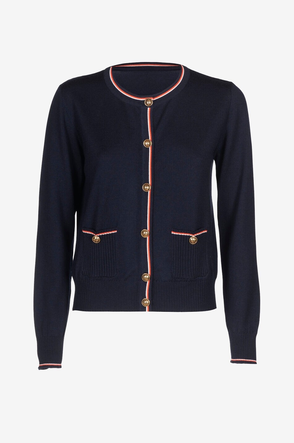 Feiner geknöpfter Cardigan mit Rundhalsausschnitt aus Schurwolle Martorana