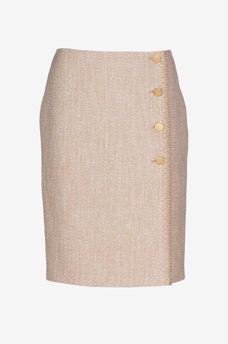 LUISA SPAGNOLI Tanzania cotton and linen tweed mini skirt Women BEIGE 1