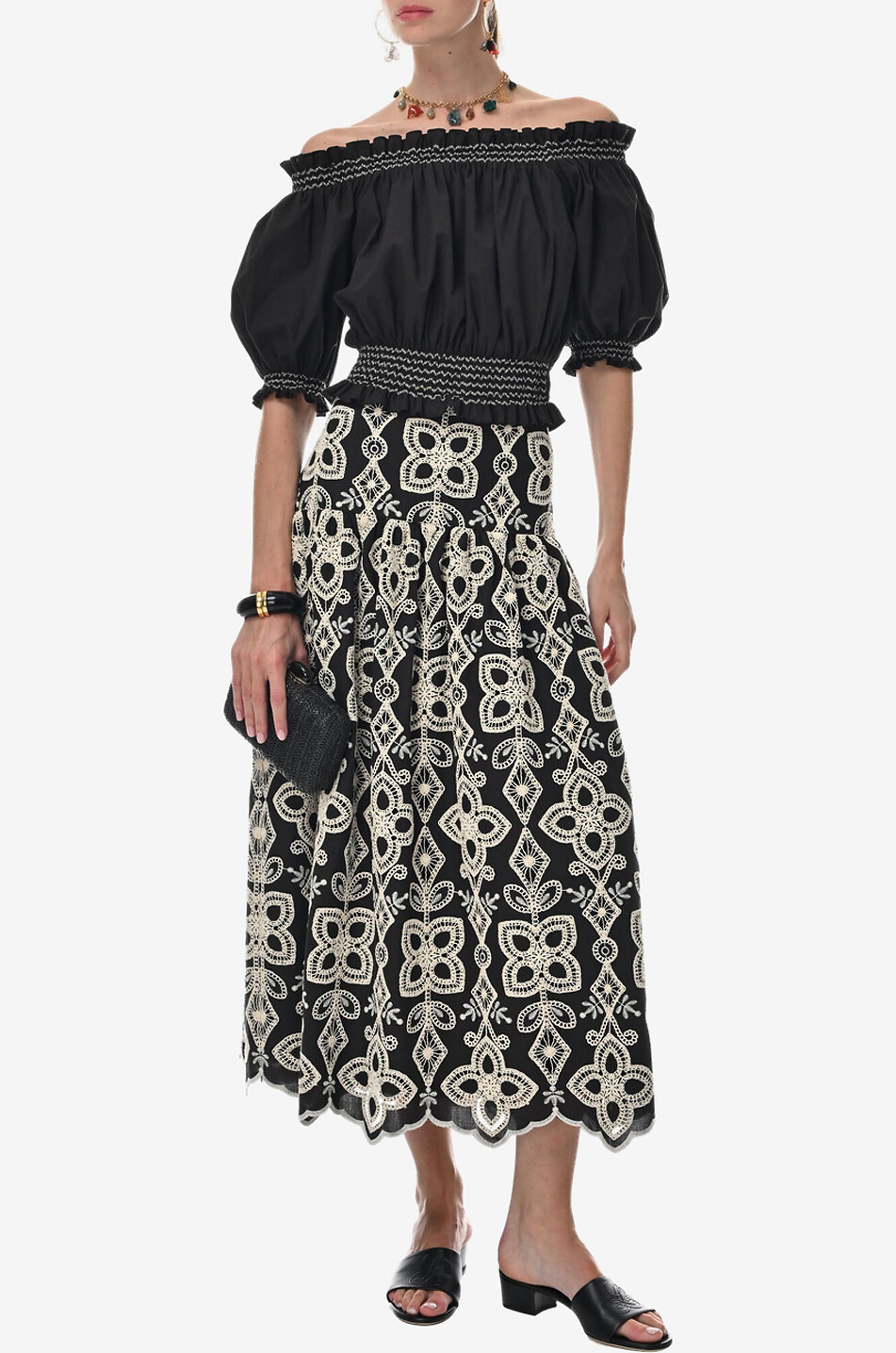LUISA SPAGNOLI Basalto cotton off-the-shoulder top Women BLACK 3