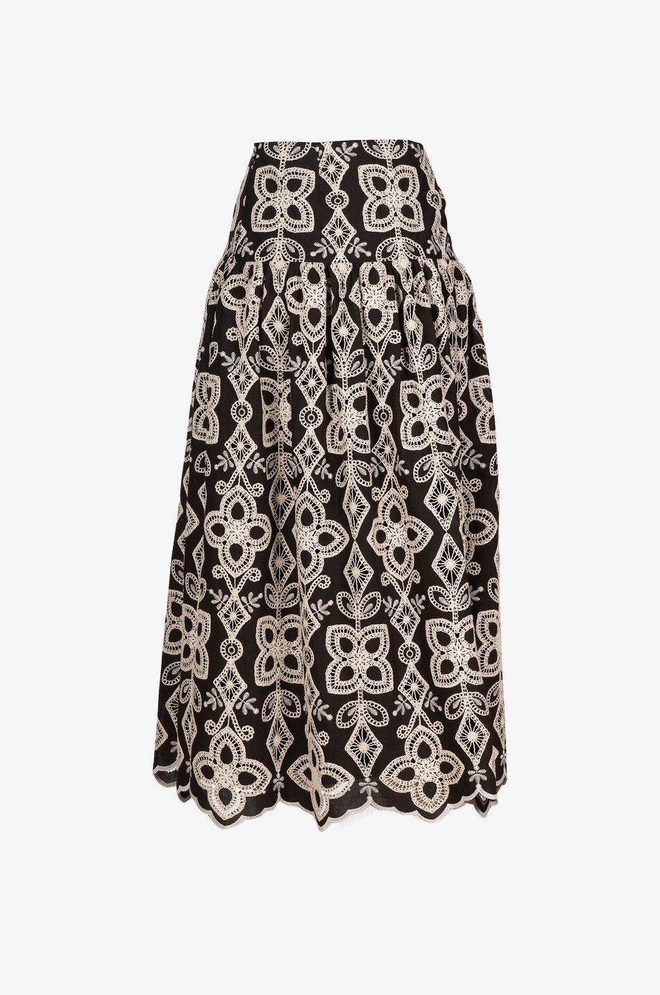 LUISA SPAGNOLI Tabulato midi cotton skirt with openwork embroidery Women MULTI COLOURED 2