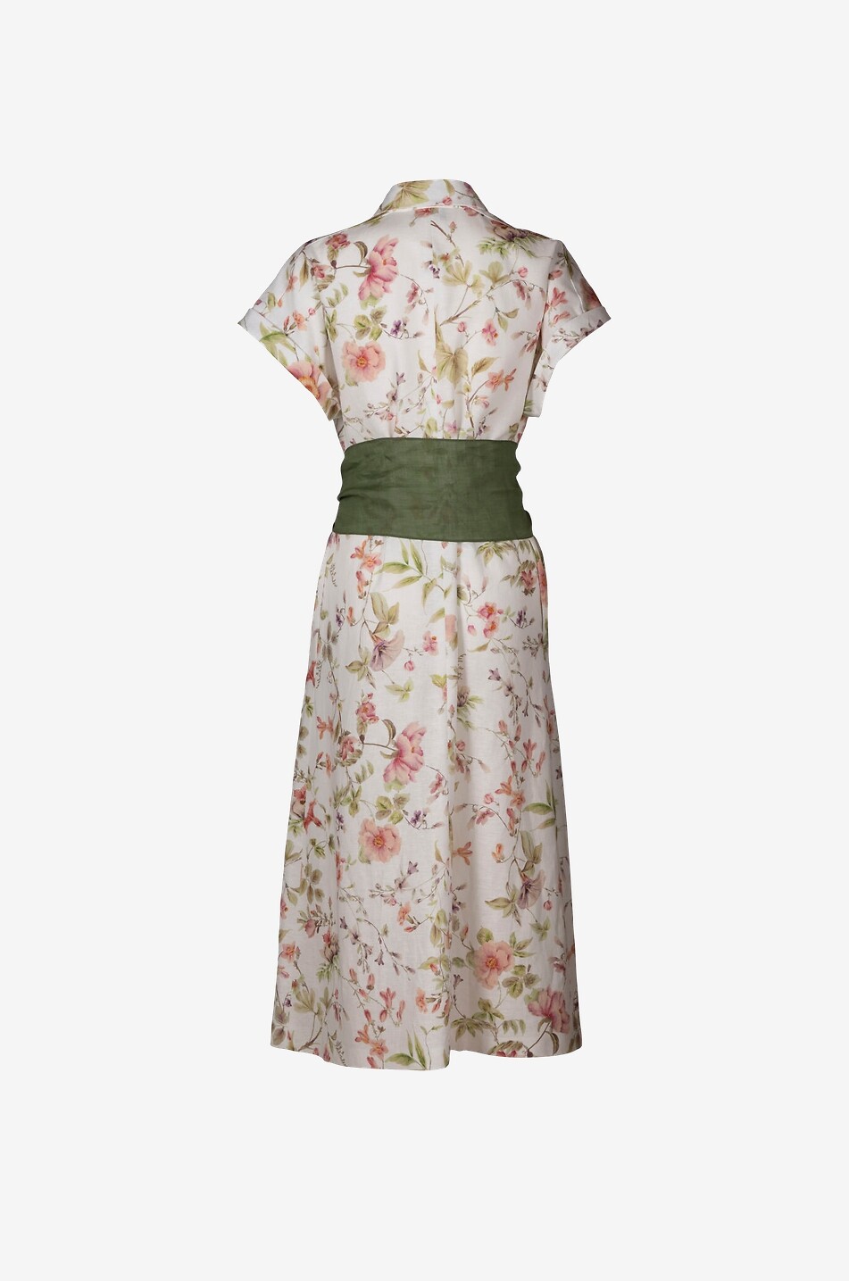 LUISA SPAGNOLI Pilea floral linen and cotton short-sleeved midi shirt dress Women MULTI COLOURED 2