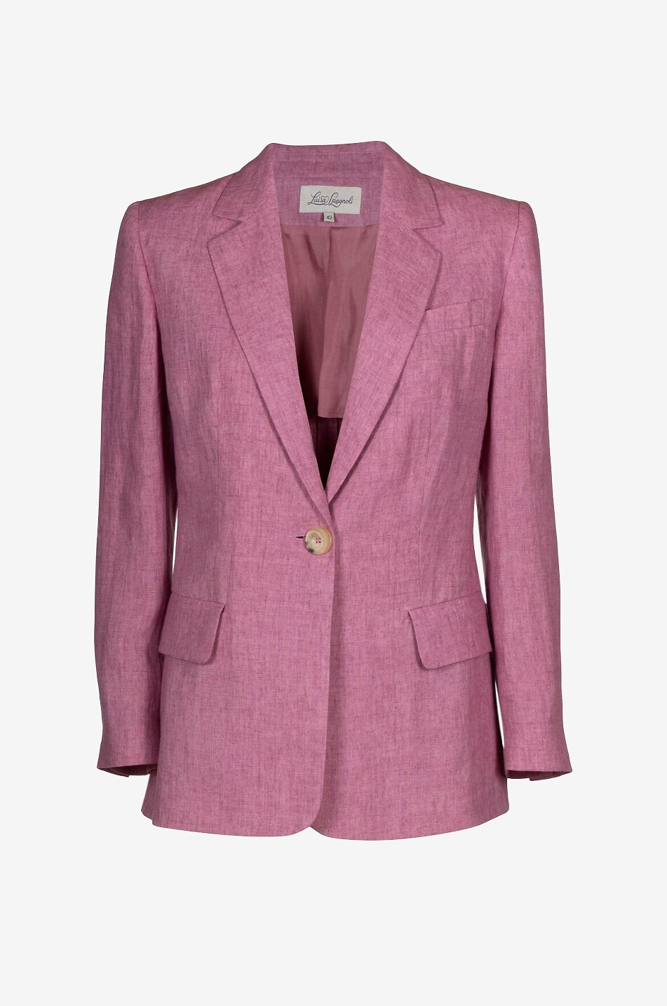 LUISA SPAGNOLI Vetrate fitted linen canvas notch lapel blazer Women PINK 1