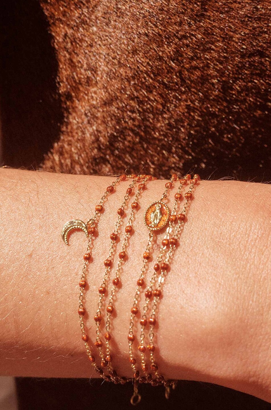 GIGI CLOZEAU Classique Gigi Fauve pink gold and resin bracelet Women LIGHT BROWN 2