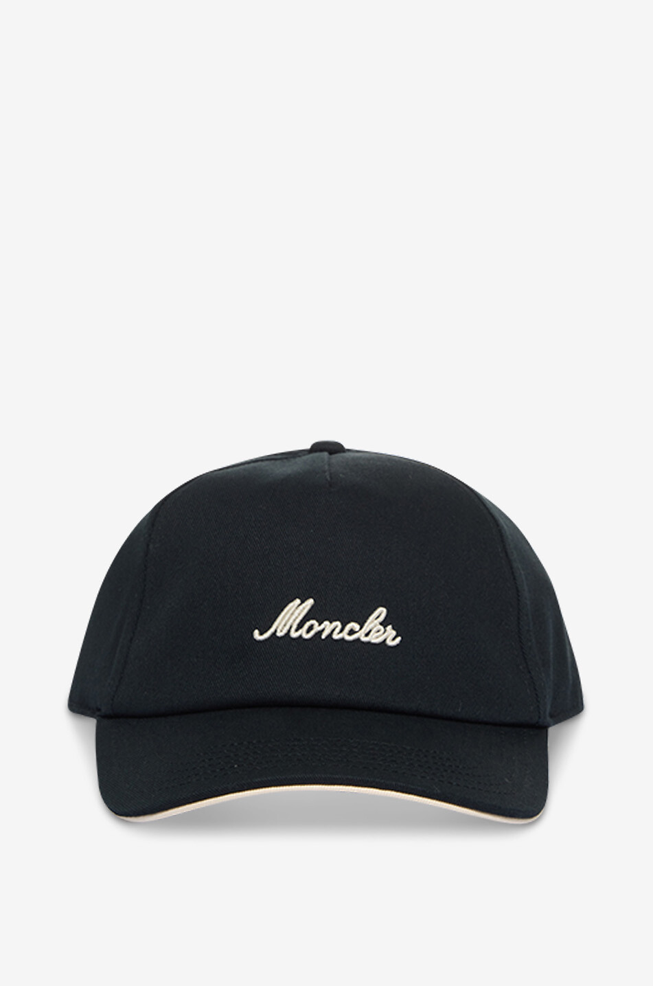 MONCLER Cursive logo embroidered twill baseball cap Men BLACK 1