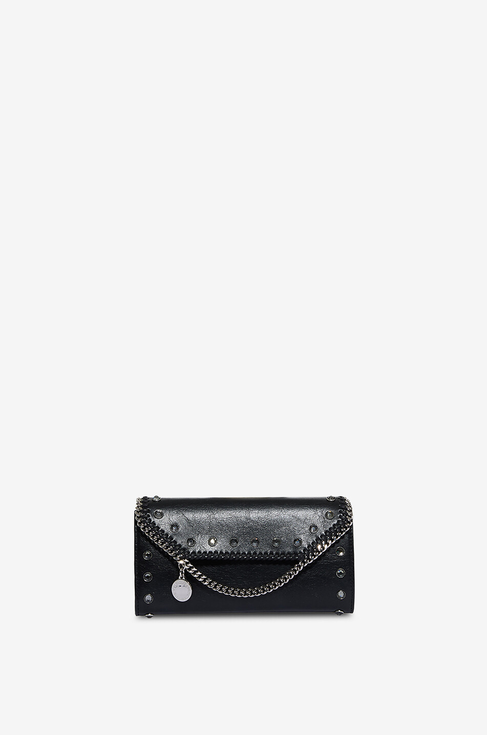 Falabella Continental studded faux suede chain wallet