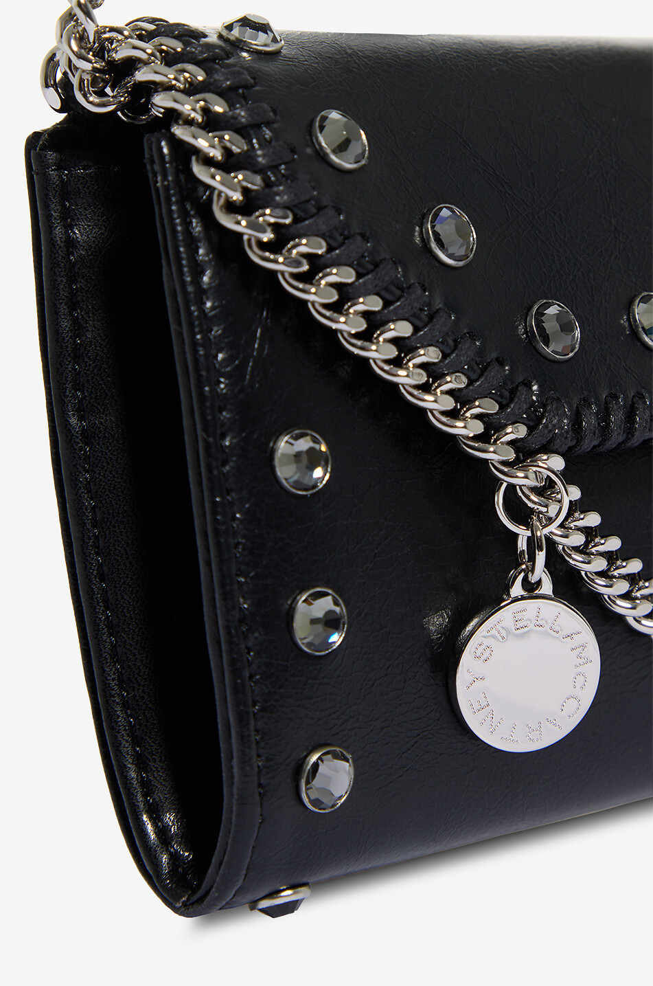STELLA McCARTNEY Falabella Continental studded faux suede chain wallet Women BLACK 5