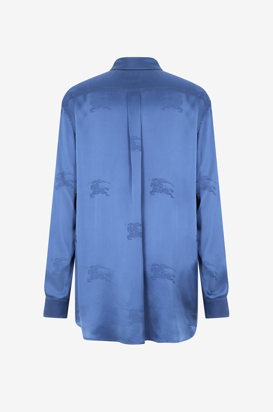 BURBERRY Chemise pyjama en jacquard de soie à col américain EKD Femme BLEU FONCE 2