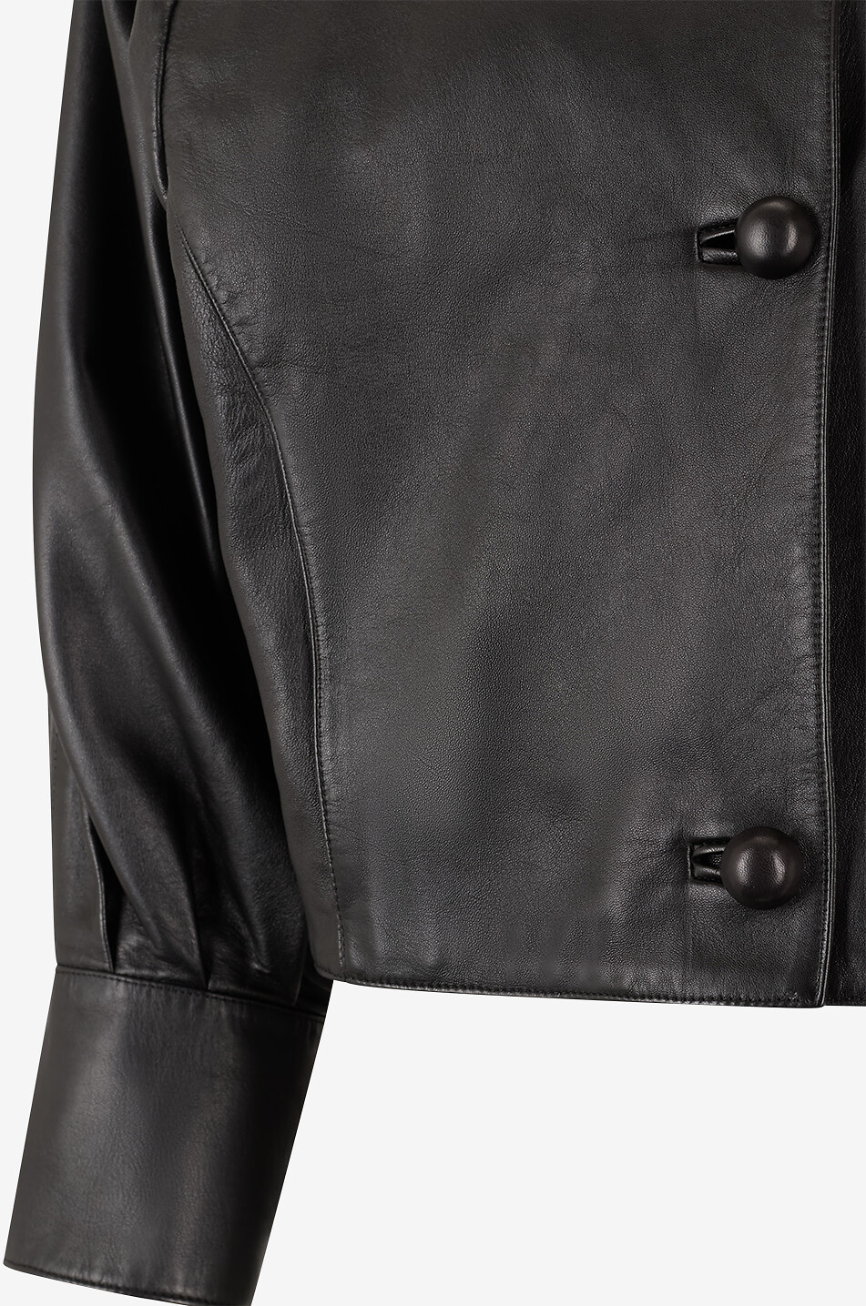 CHLOE Blouson court en cuir à manches chauve-souris Femme NOIR 4