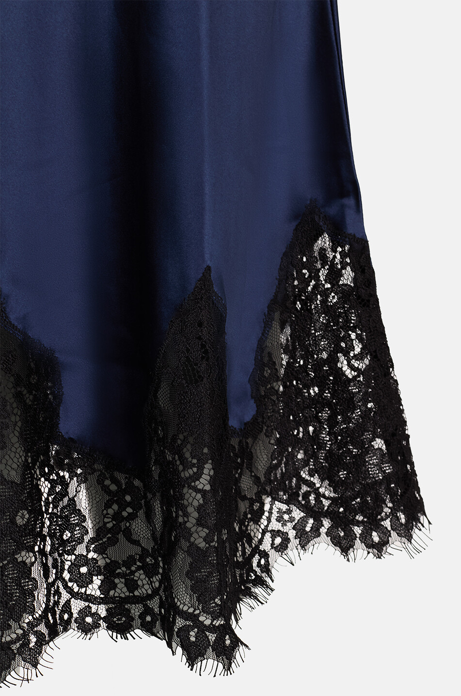 REFORMATION Carolina lace-trimmed satin midi skirt Women DARK BLUE 3