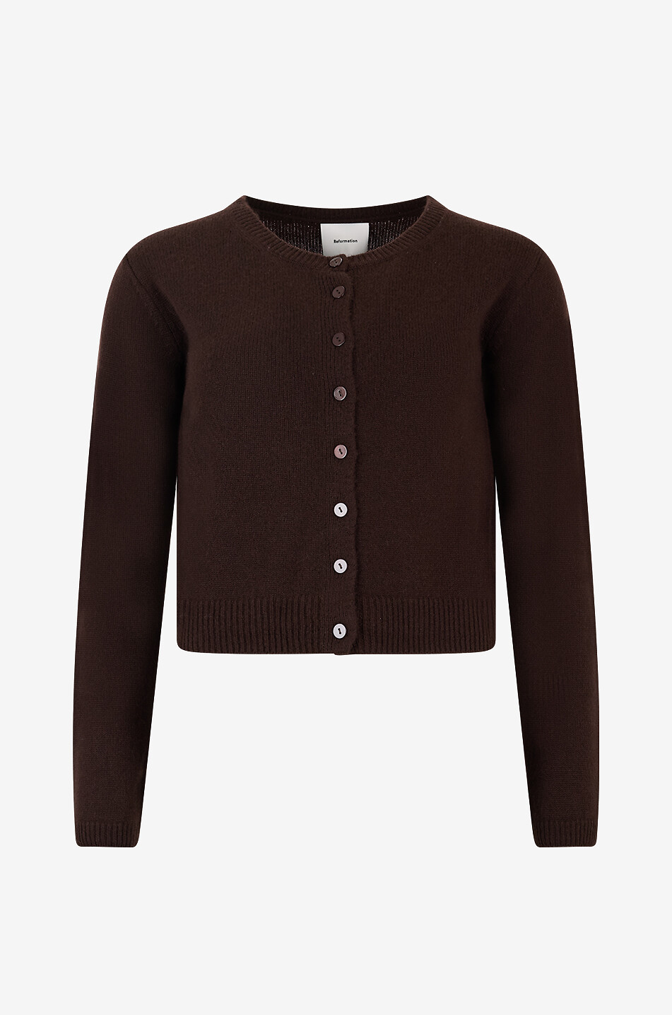 REFORMATION Clara cropped button-down cashmere cardigan Women DARK BROWN 1