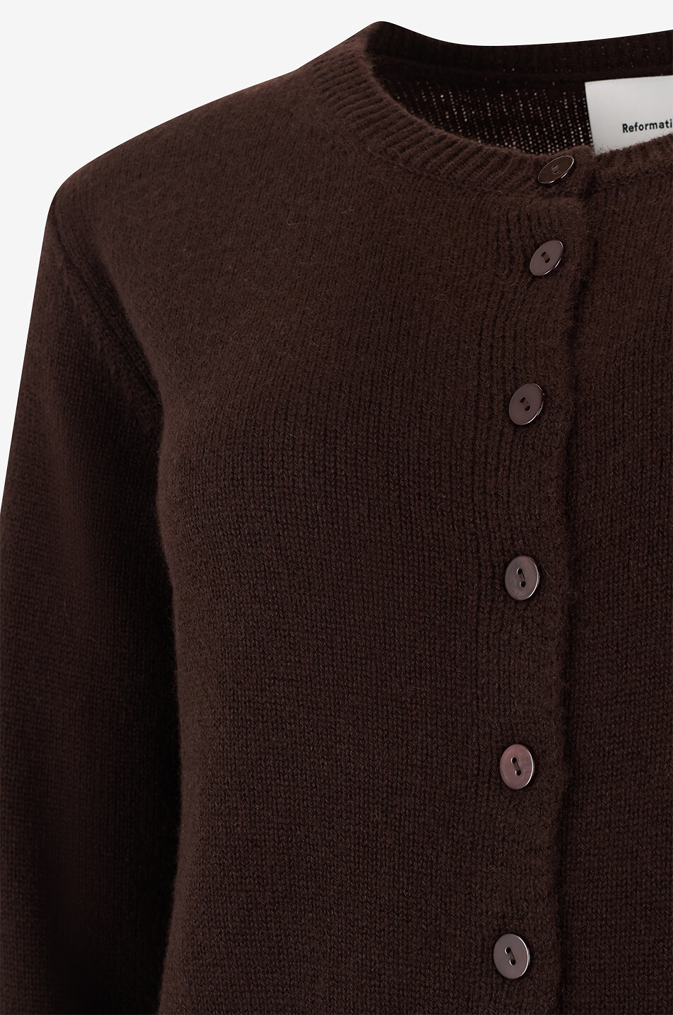 REFORMATION Clara cropped button-down cashmere cardigan Women DARK BROWN 7