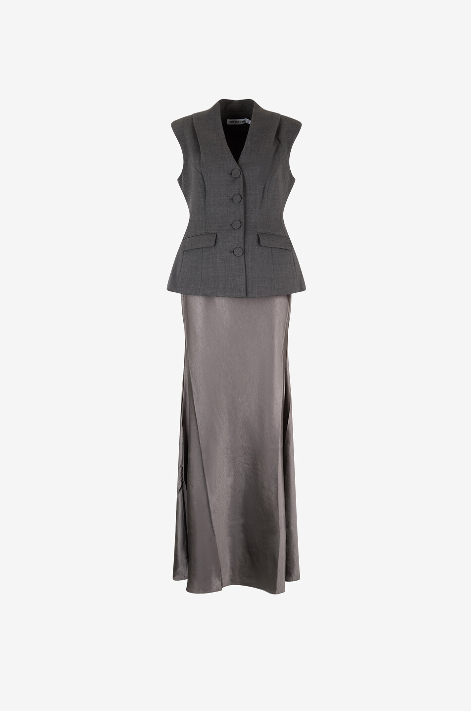 Tailored wool and satin maxi dress