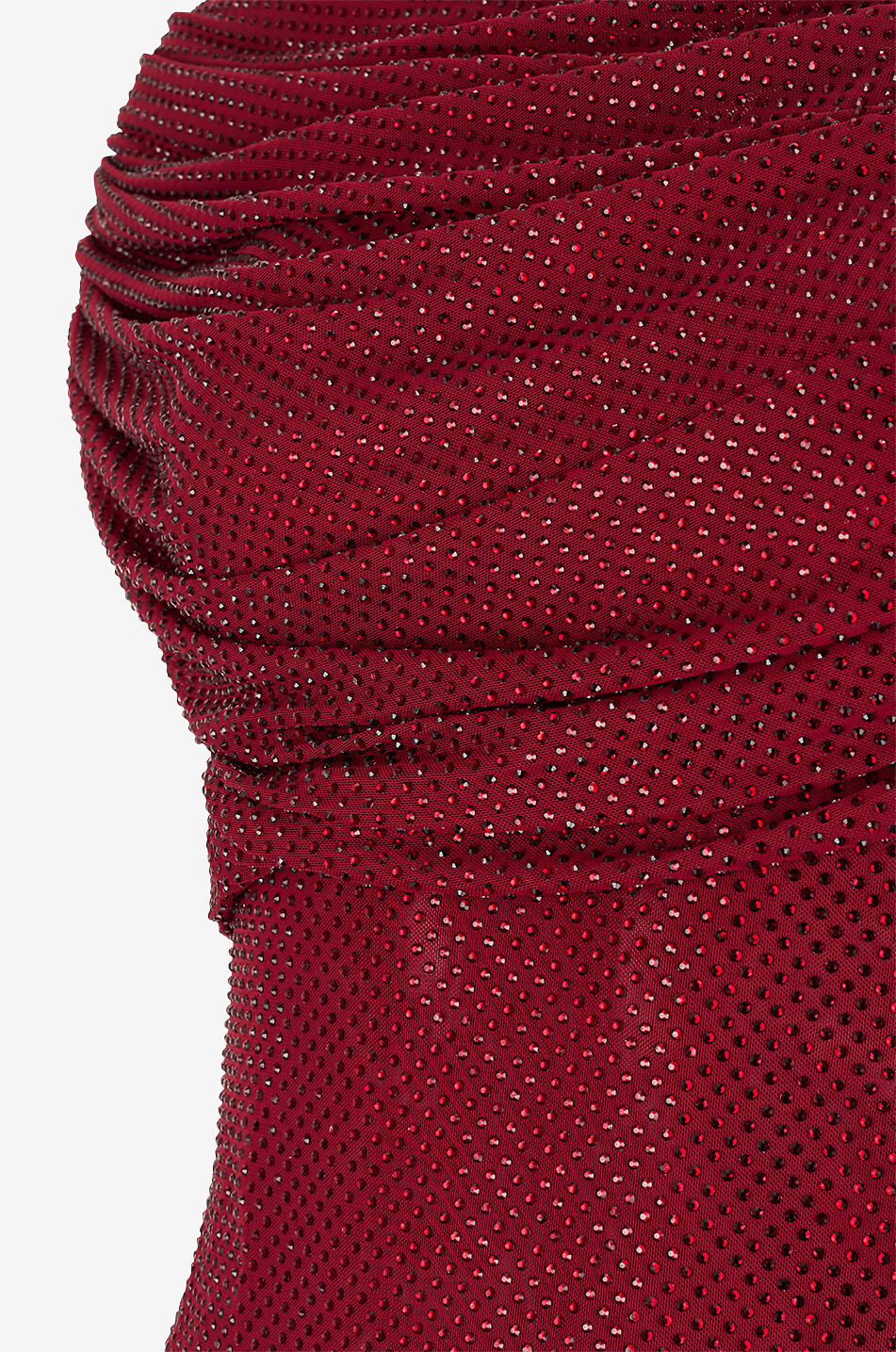 SELF PORTRAIT Top asymétrique drapé en jersey couvert de cristaux Femme ROUGE FONCÉ 4