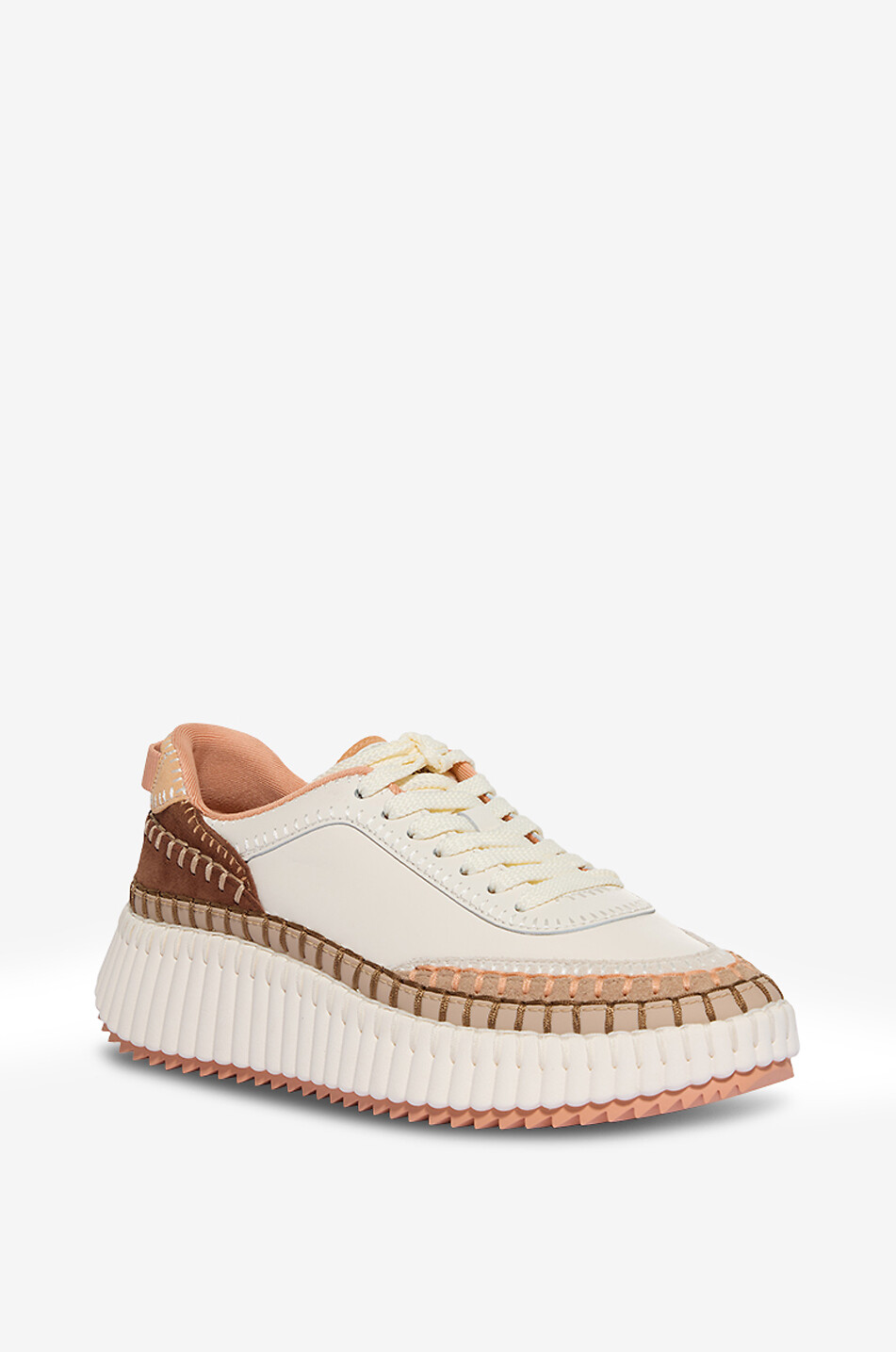 Baskets basses en cuir lisse et daim Nama