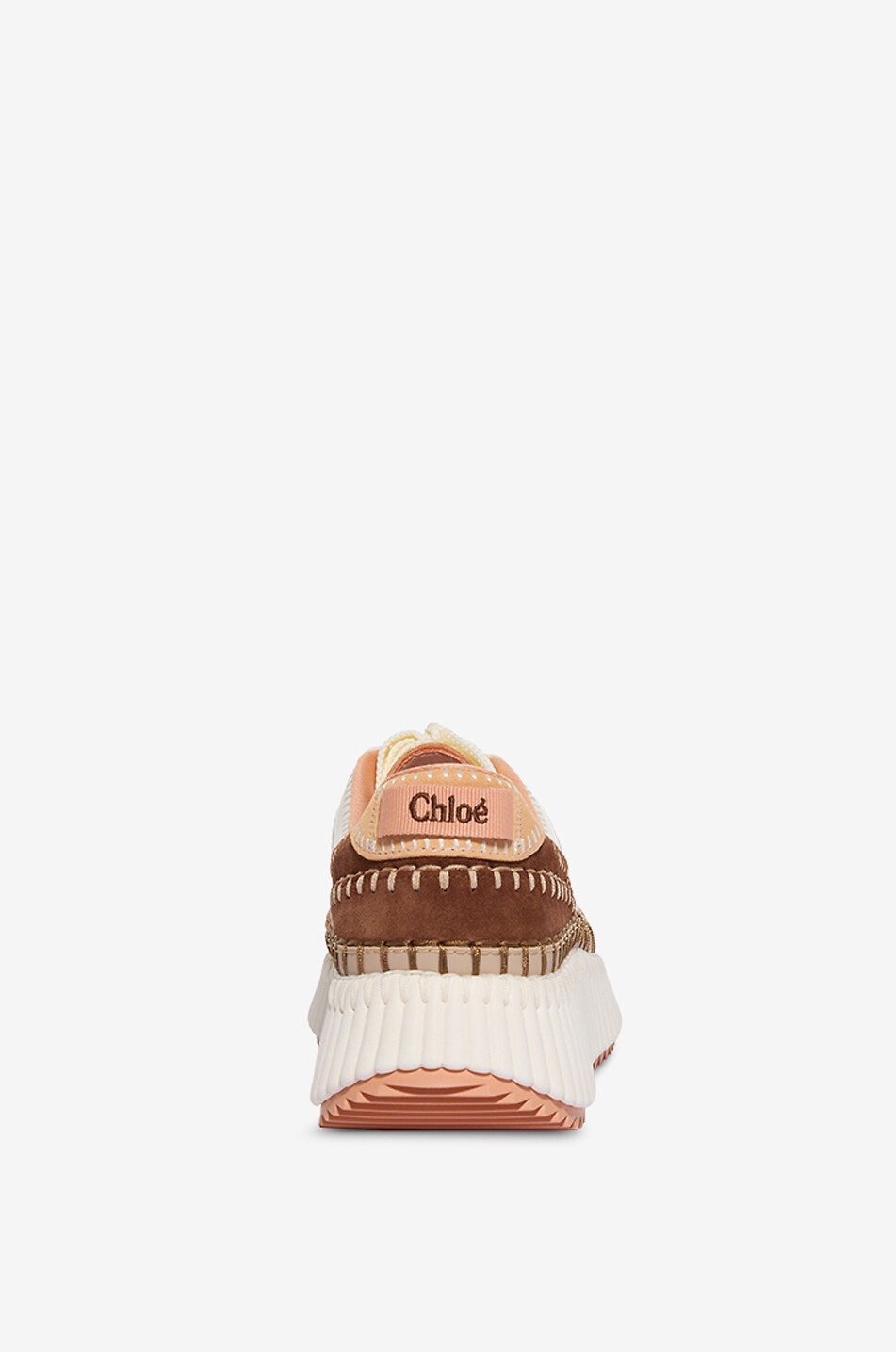 CHLOE Baskets basses en cuir lisse et daim Nama Femme ROSE CLAIR 4