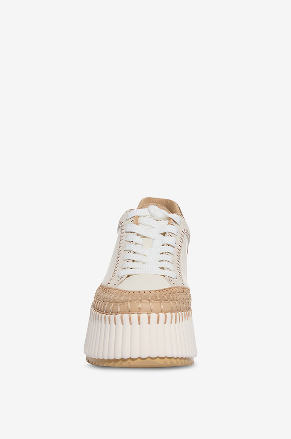 CHLOE Baskets compensées en cuir Nama Femme BLANC CASSE 2