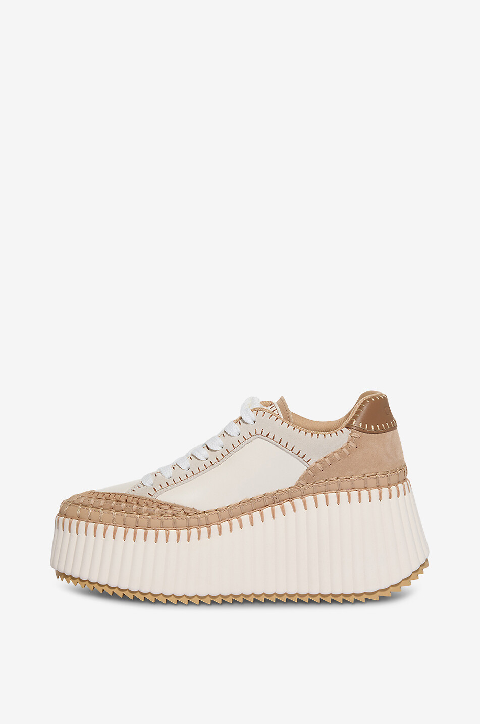 CHLOE Baskets compensées en cuir Nama Femme BLANC CASSE 3