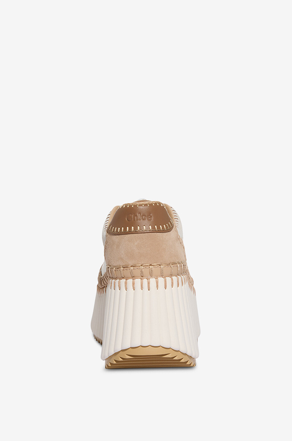 CHLOE Baskets compensées en cuir Nama Femme BLANC CASSE 4