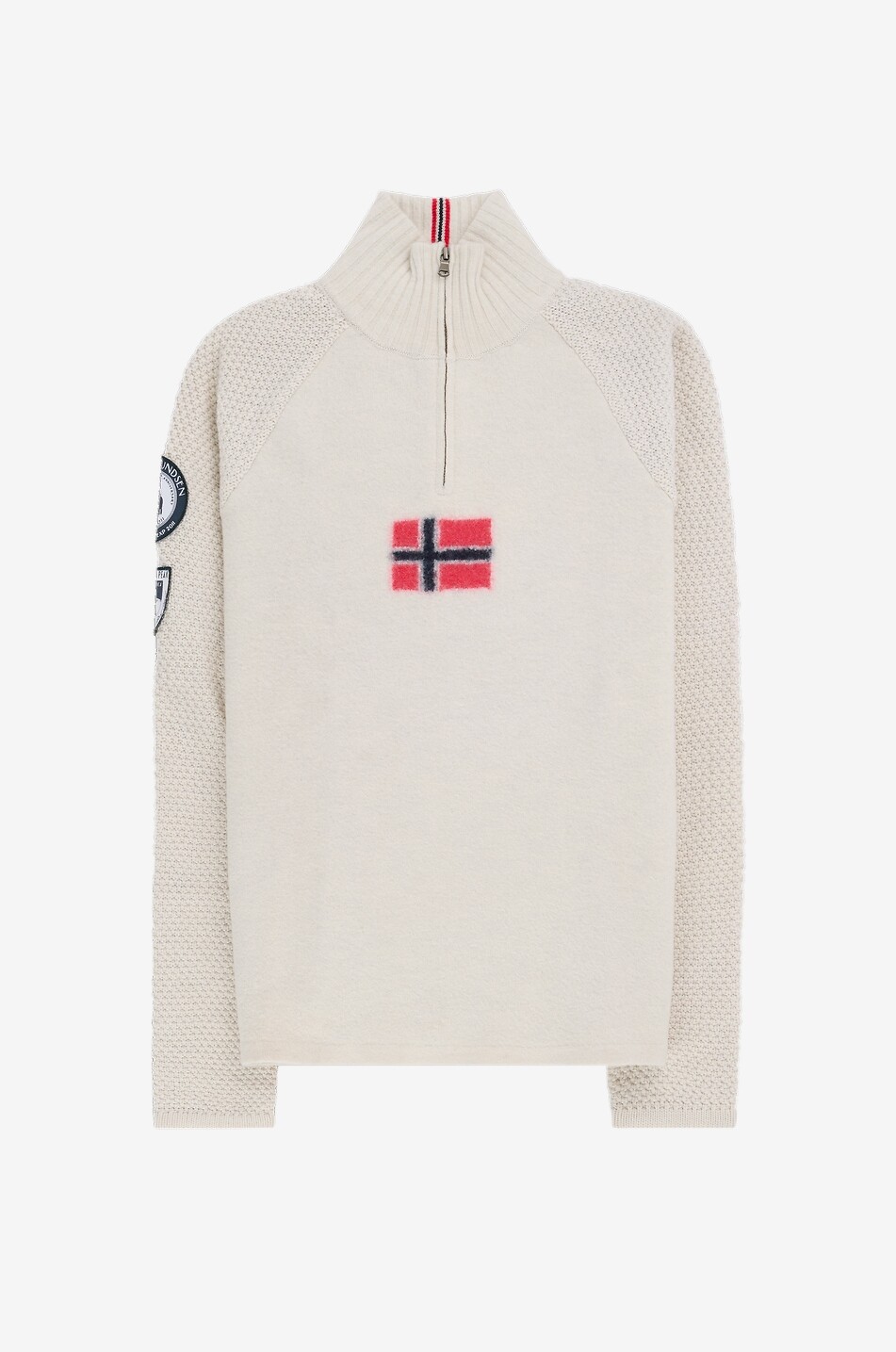 AMUNDSEN Flag adorned half-zip ski jumper Men EGGSHELL 2