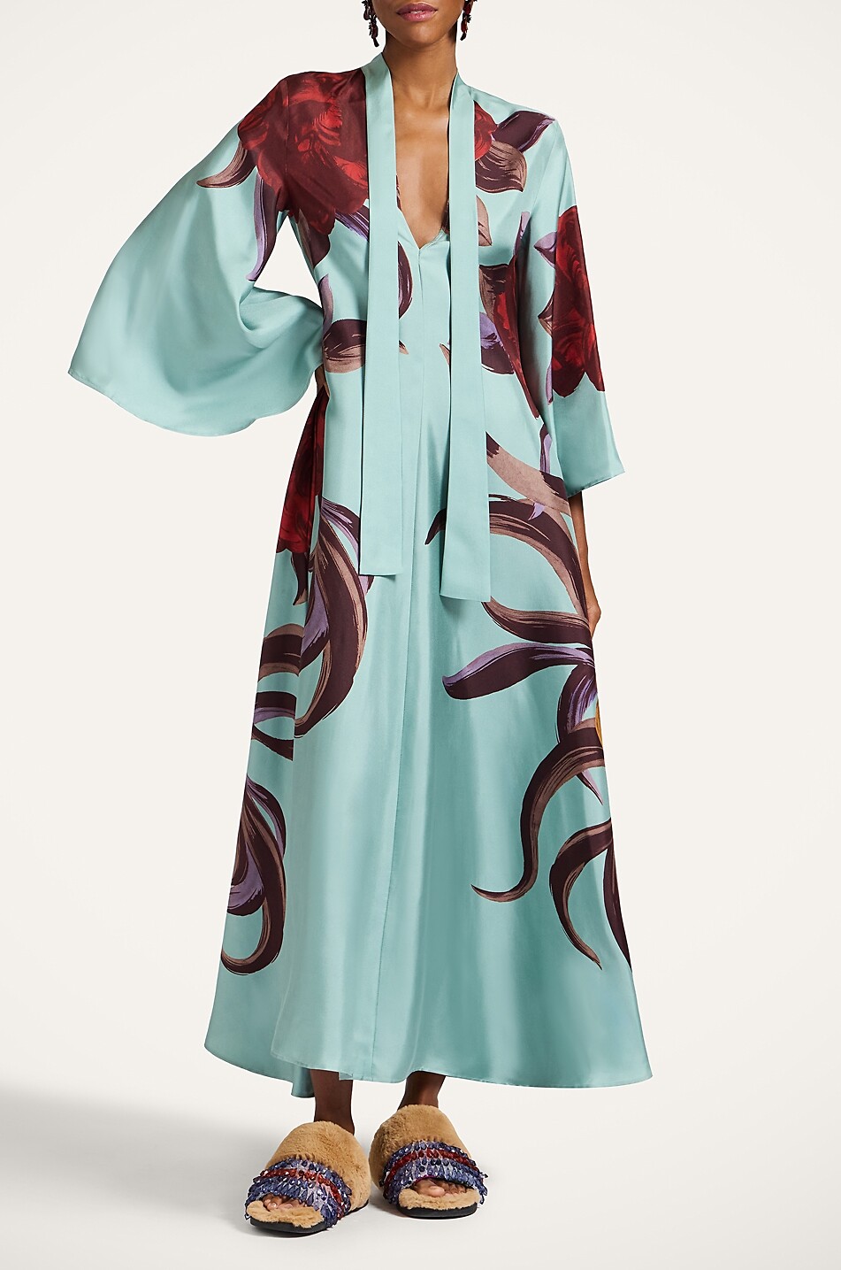 LA DOUBLEJ Robe longue en sergé à motif fantaisie Magnifico Femme BLEU CLAIR 3