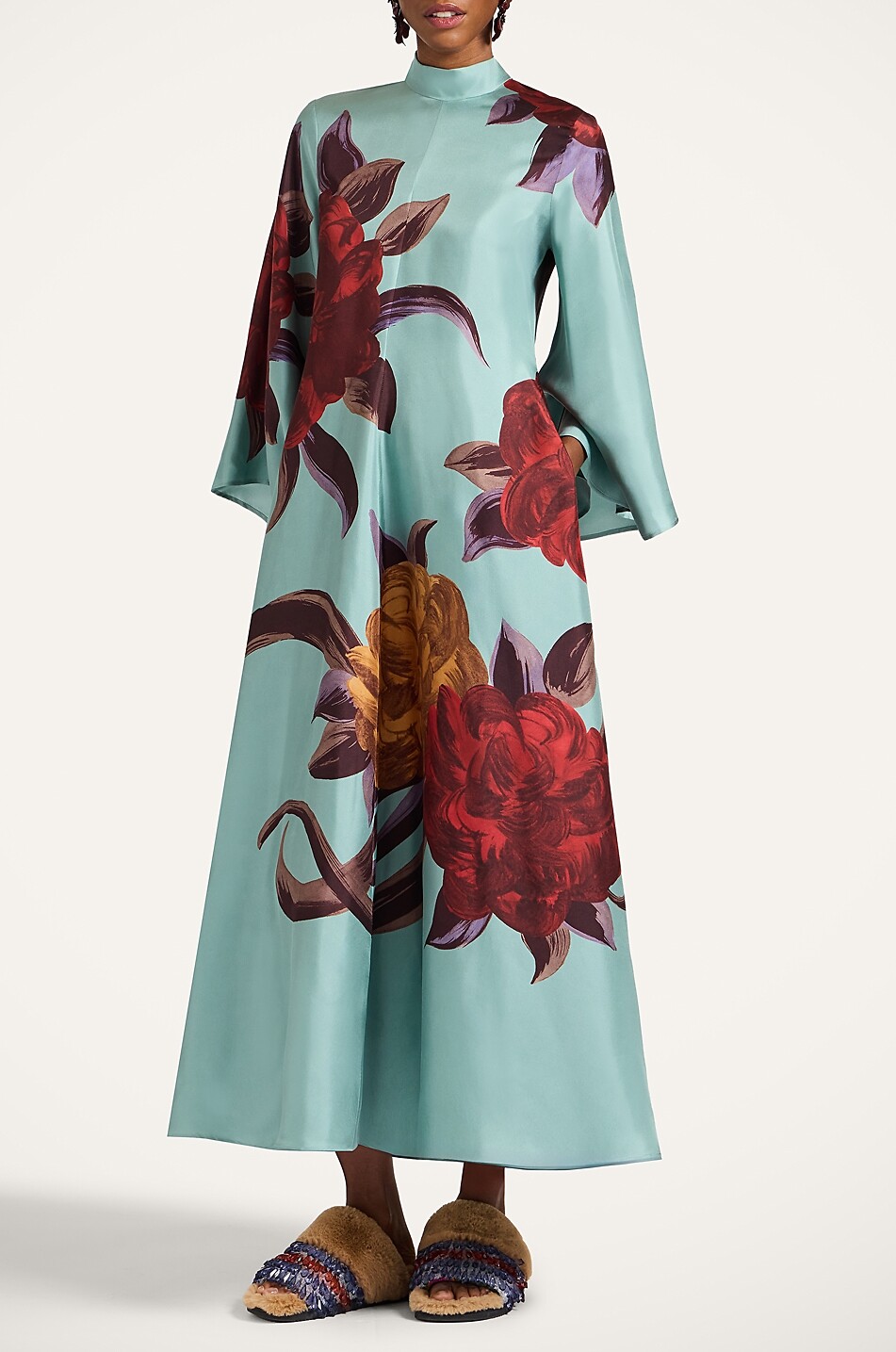 LA DOUBLEJ Robe longue en sergé à motif fantaisie Magnifico Femme BLEU CLAIR 5