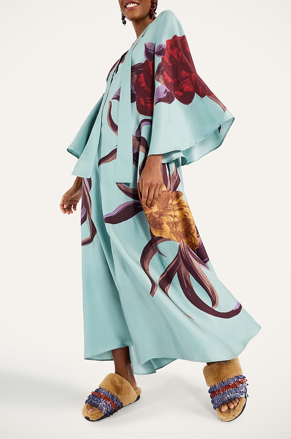 LA DOUBLEJ Robe longue en sergé à motif fantaisie Magnifico Femme BLEU CLAIR 7