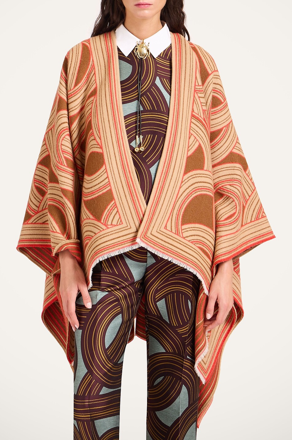 LA DOUBLEJ Poncho aus Wolle und Seide Soul Montecarlo Placée Damen BUNT 7