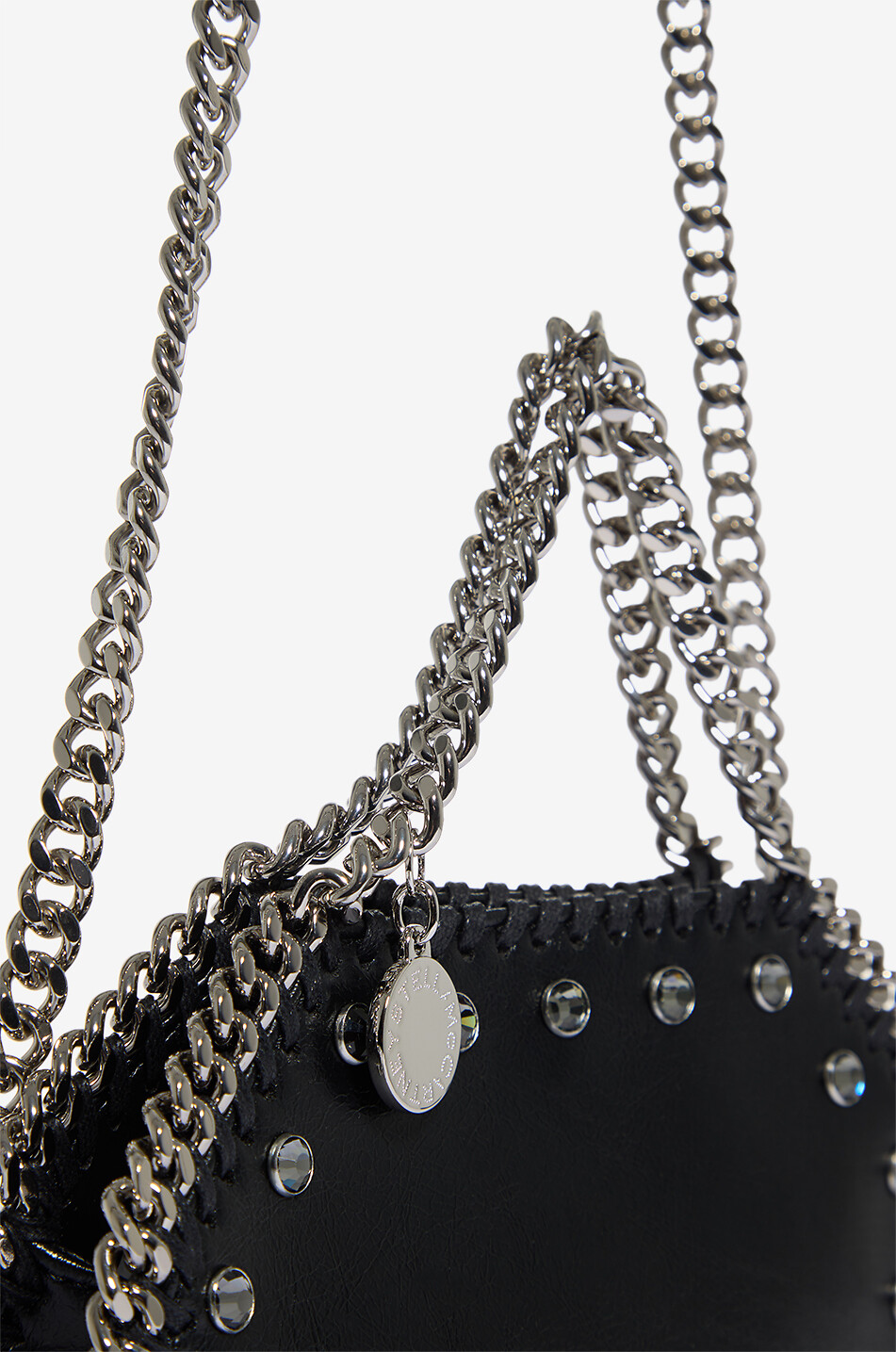 STELLA McCARTNEY Nietenbesetzter Shopper aus Kunstwildleder Falabella Tiny Damen SCHWARZ 6