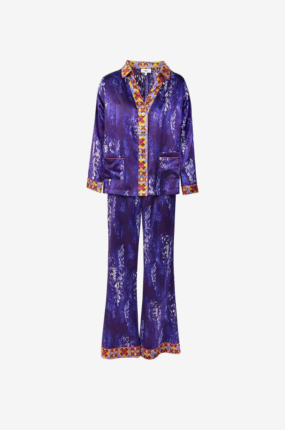 KARMA ON THE ROCKS Tokyo satin v-neck pyjamas Women PURPLE 1