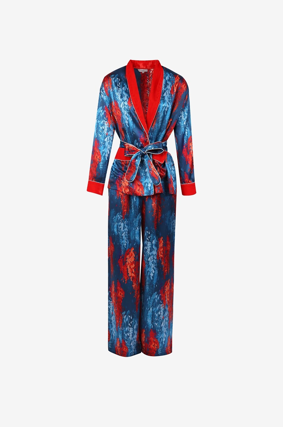 Ari printed satin kimono pyjama set