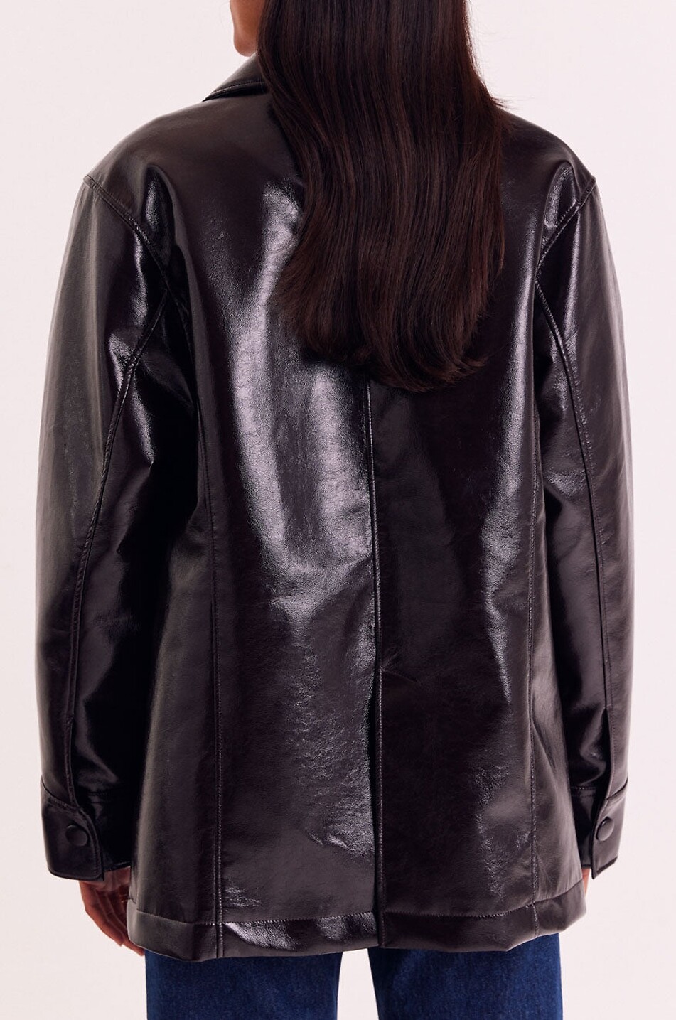 BALZAC PARIS Clothilde vinyl mid-length peter pan collar coat Women BROWN 3