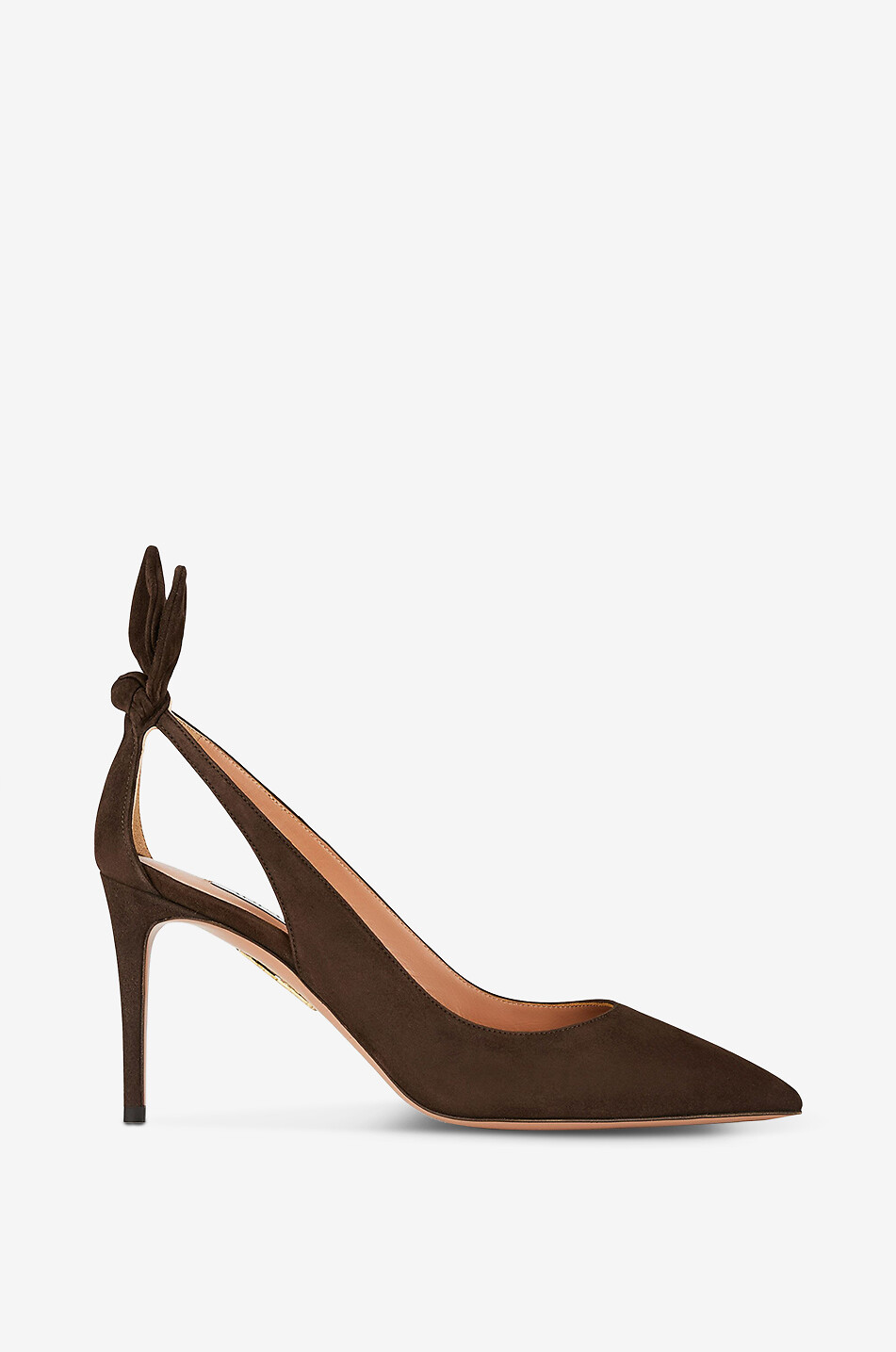 AQUAZZURA Bow Tie 85 suede pumps Women DARK BROWN 2