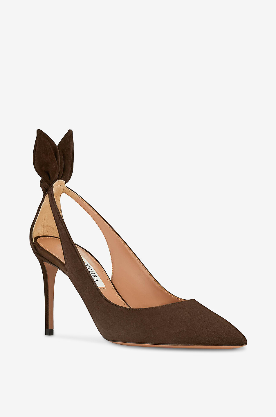 AQUAZZURA Bow Tie 85 suede pumps Women DARK BROWN 1