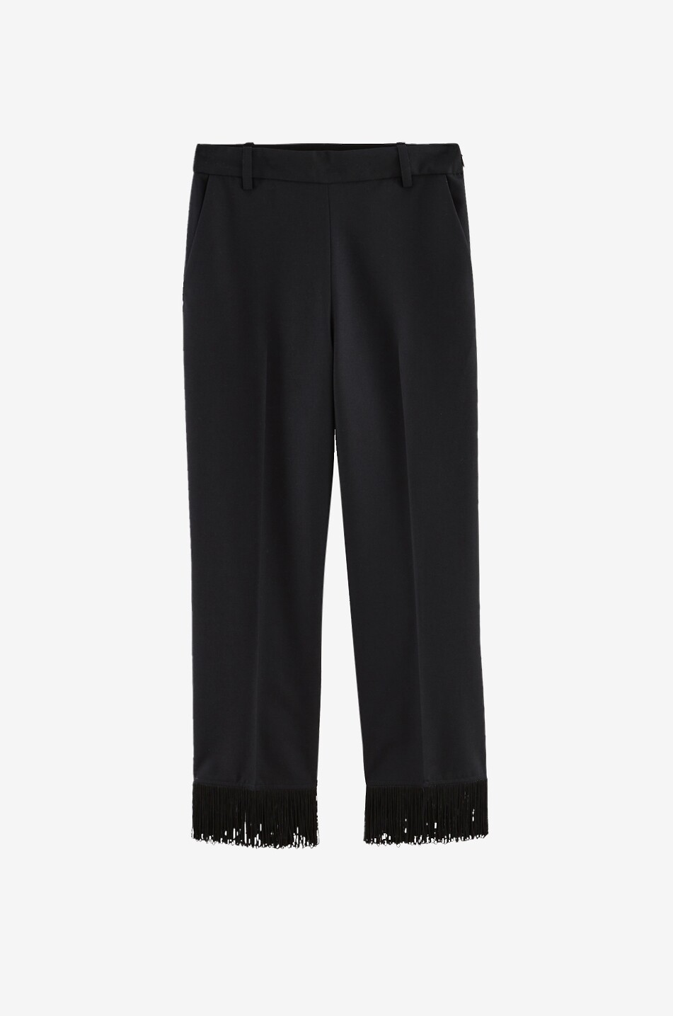 Sego 7/8 straight fringed wool trousers
