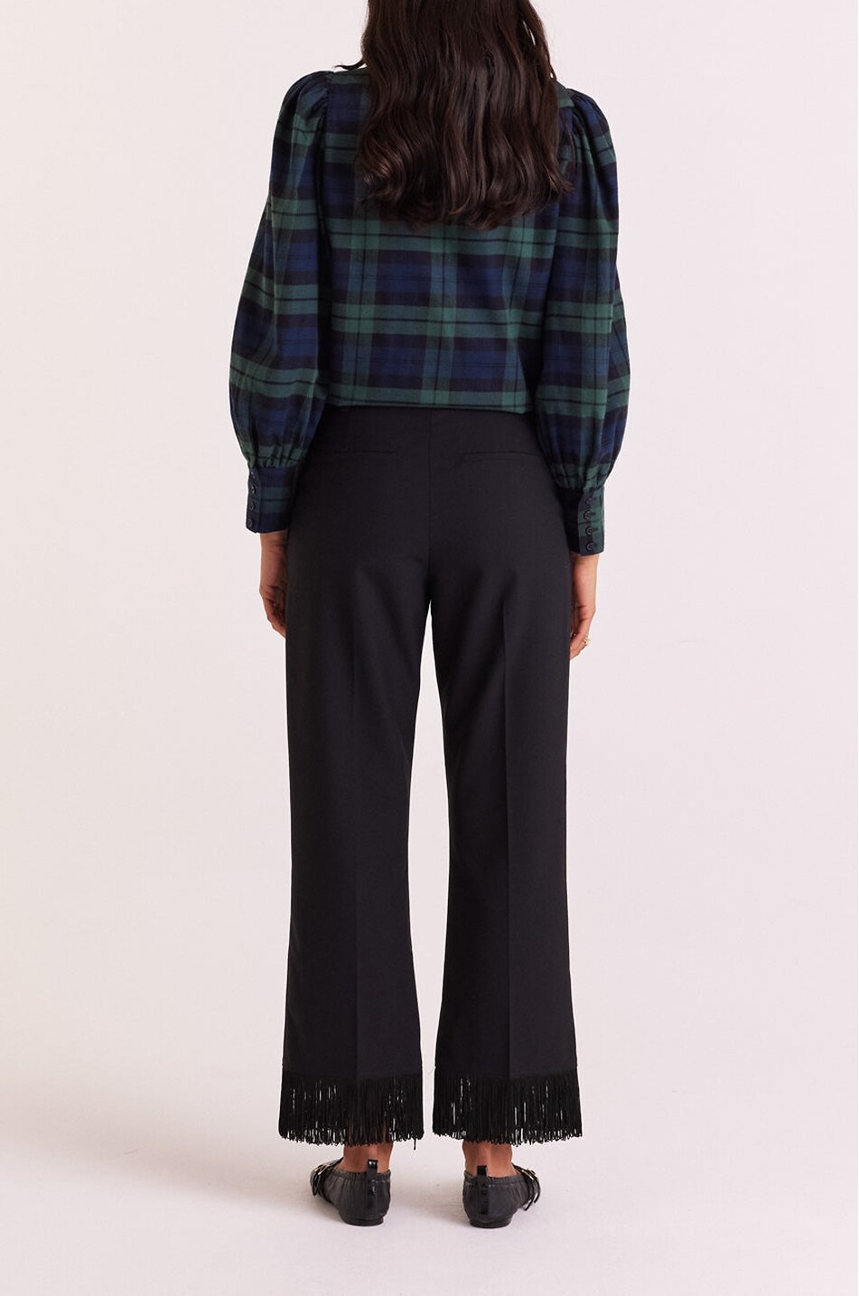 BALZAC PARIS Sego 7/8 straight fringed wool trousers Women BLACK 3