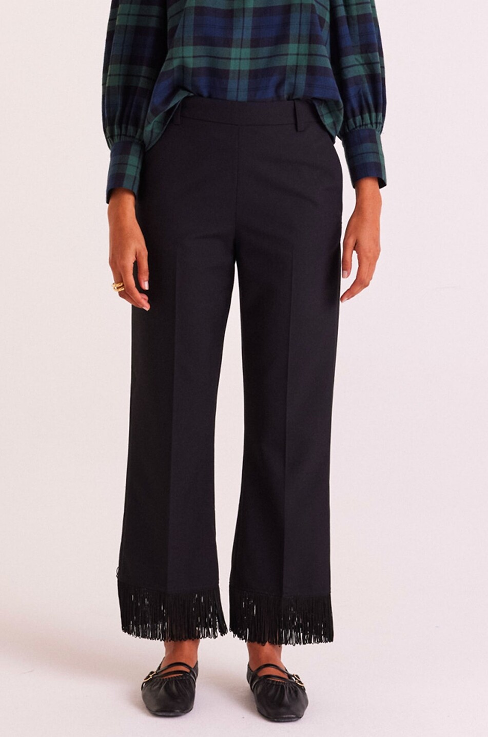 BALZAC PARIS Sego 7/8 straight fringed wool trousers Women BLACK 4