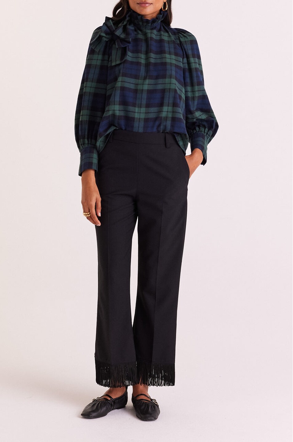 BALZAC PARIS Sego 7/8 straight fringed wool trousers Women BLACK 6