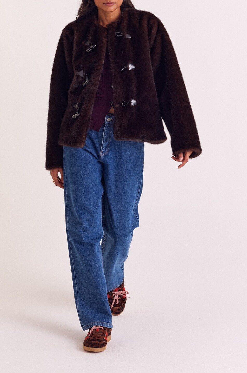 BALZAC PARIS Carla plush faux fur short coat Women DARK BROWN 2