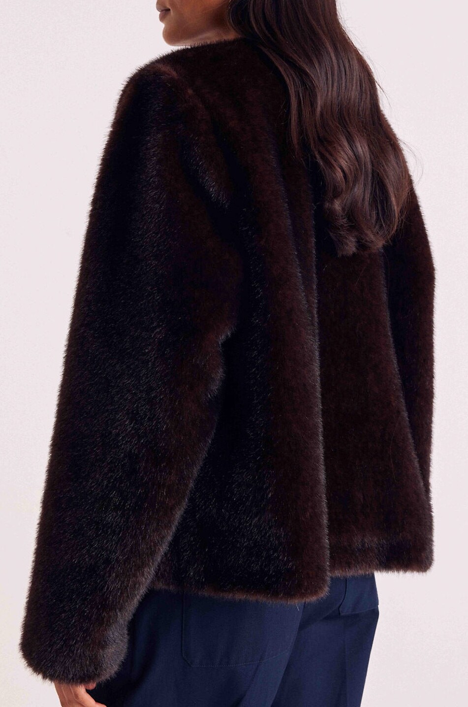 BALZAC PARIS Carla plush faux fur short coat Women DARK BROWN 3
