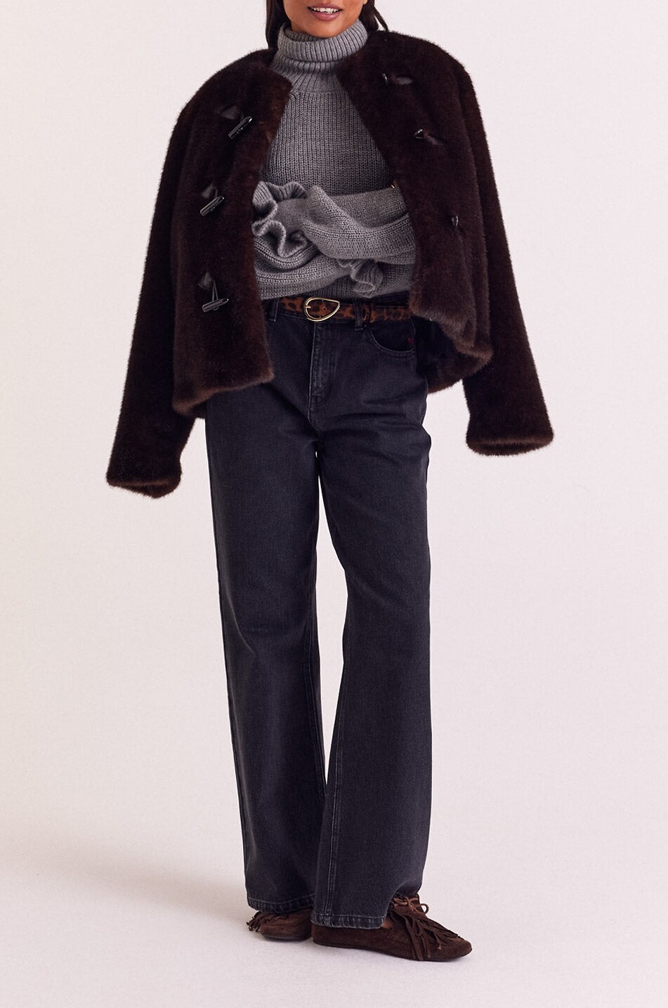 BALZAC PARIS Carla plush faux fur short coat Women DARK BROWN 5