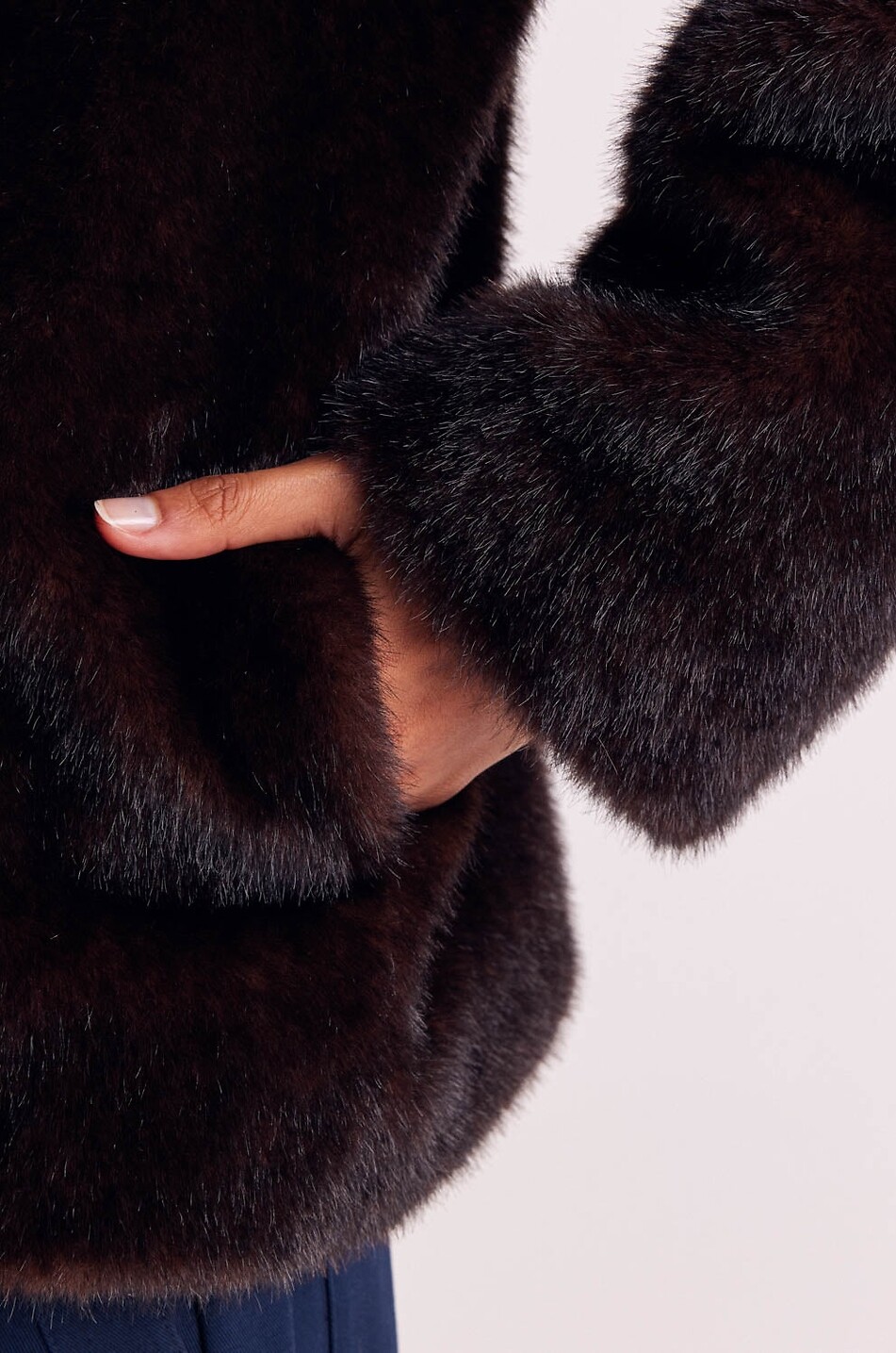 BALZAC PARIS Carla plush faux fur short coat Women DARK BROWN 6