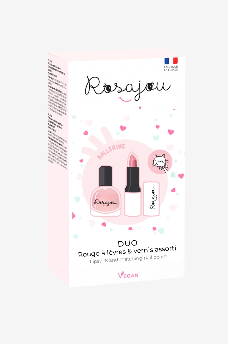 ROSAJOU Coffret rouge à lèvres et vernis à ongle enfant DUO Ballerine Unisexe ROSE CLAIR 1