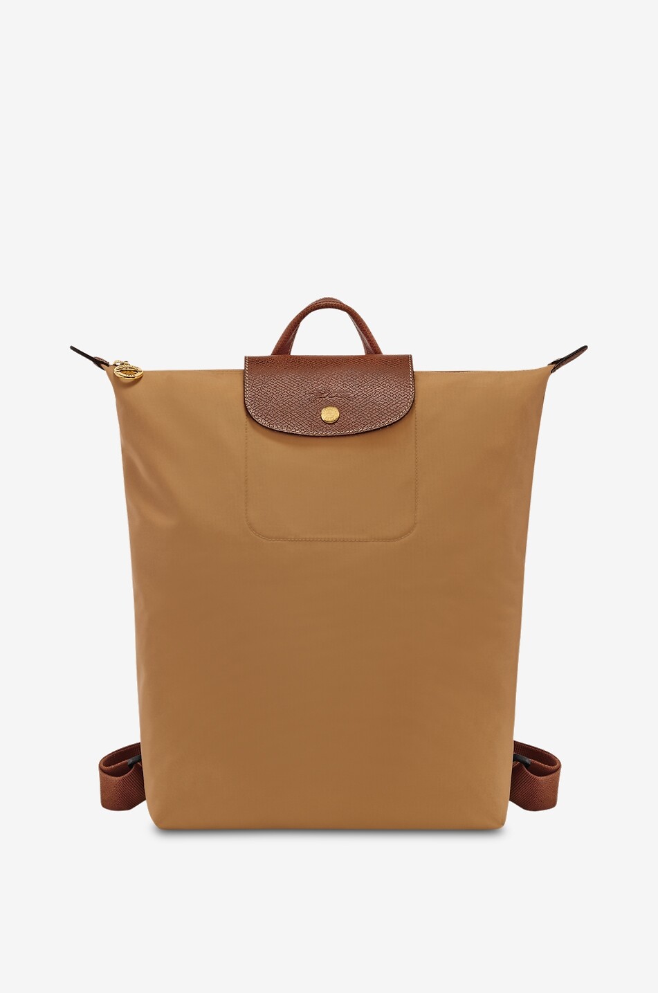 LONGCHAMP Le Pliage Original M canvas and leather backpack Women MEDIUM BROWN 1